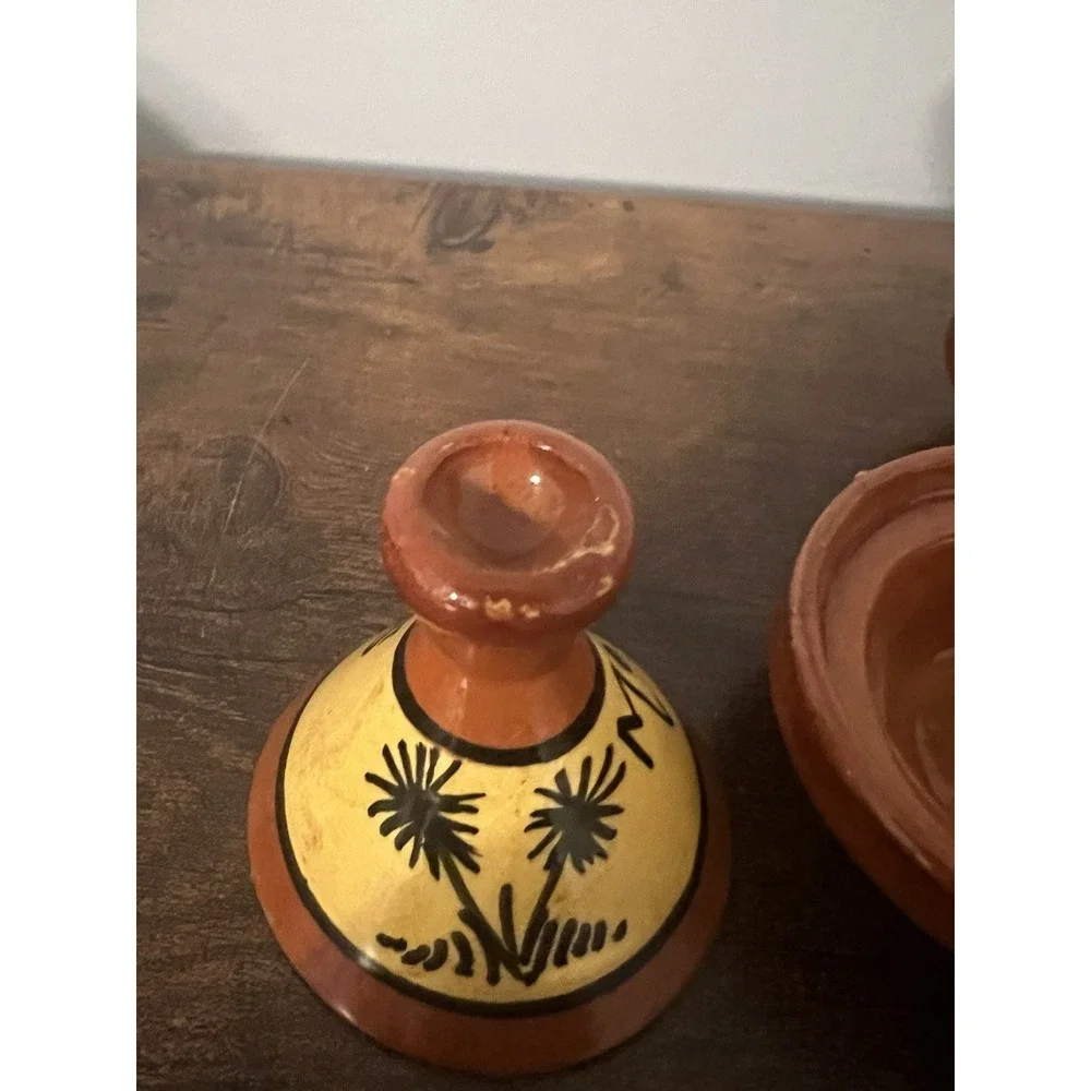 Vintage Pottery Three Spice Holder, Moroccan Tagine‎ Salt Pepper Cumin Curry